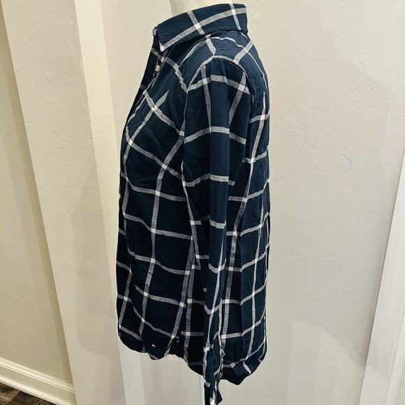 Tommy Hilfiger Windowpane 1/2 Button Down Flannel Shirt - Size Small (A0128) - Picture 2 of 6